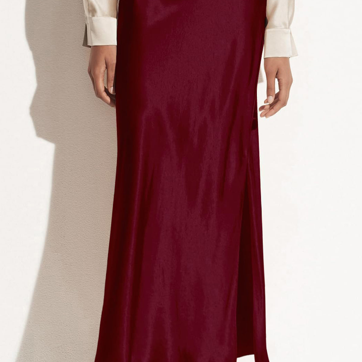 Sleek Satin Side Split Maxi Skirt