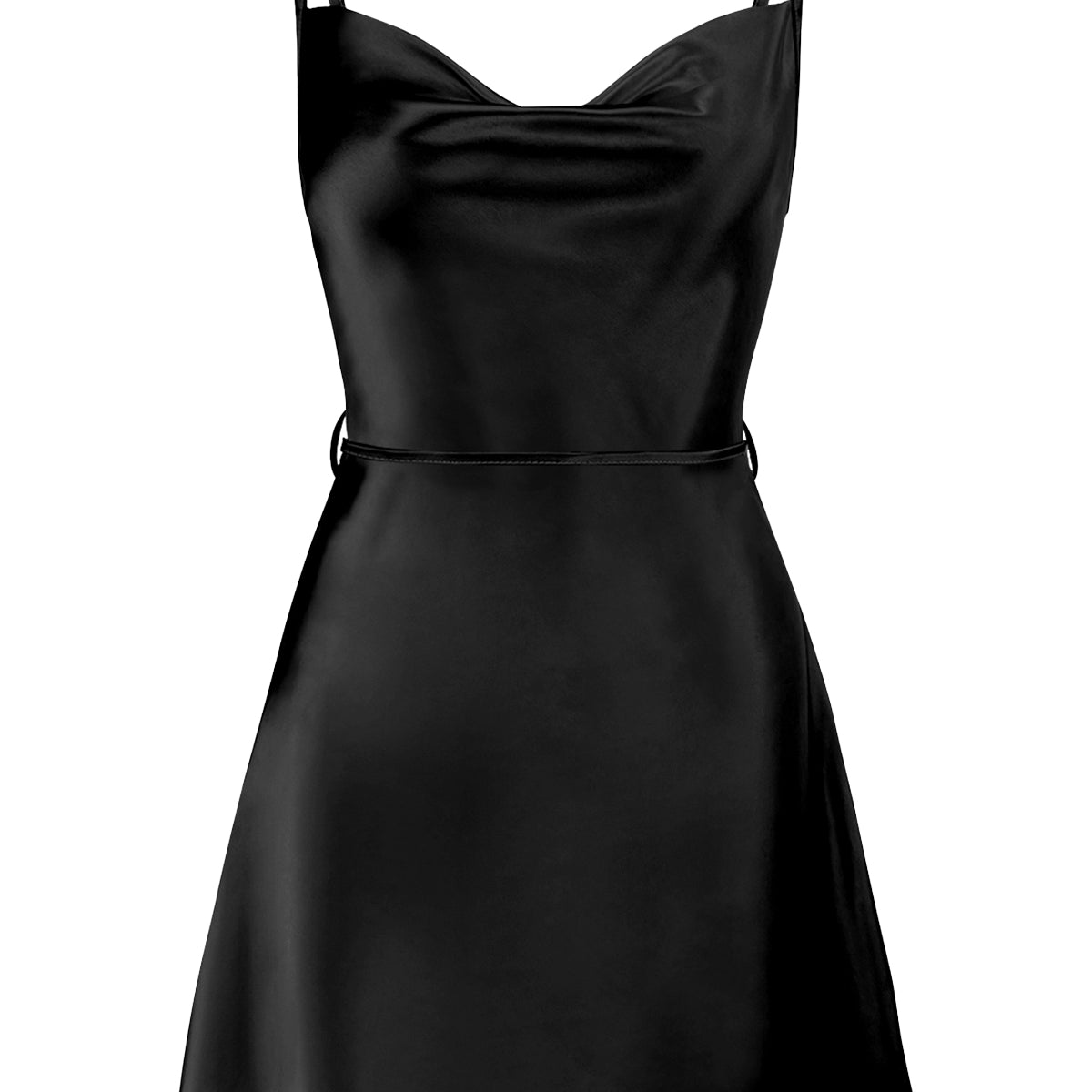 Satin Tie-Waist Mini Dress