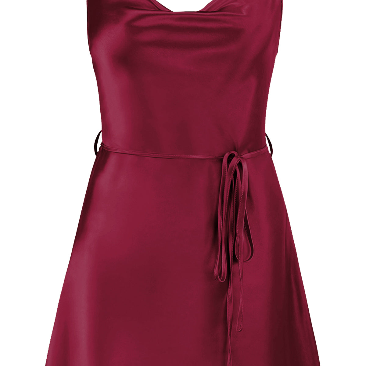 Satin Tie-Waist Mini Dress