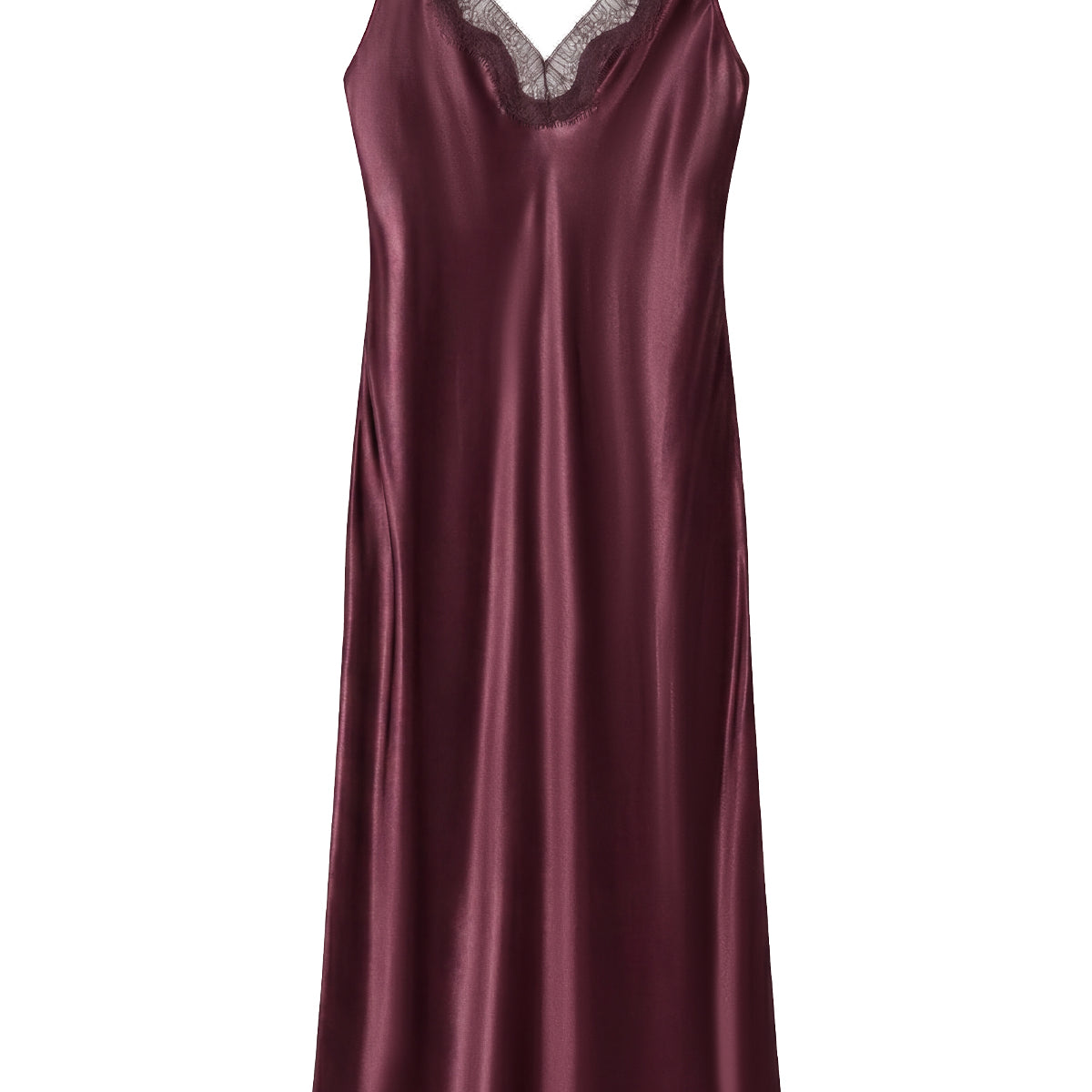 Lace Trim Satin Slip Dress