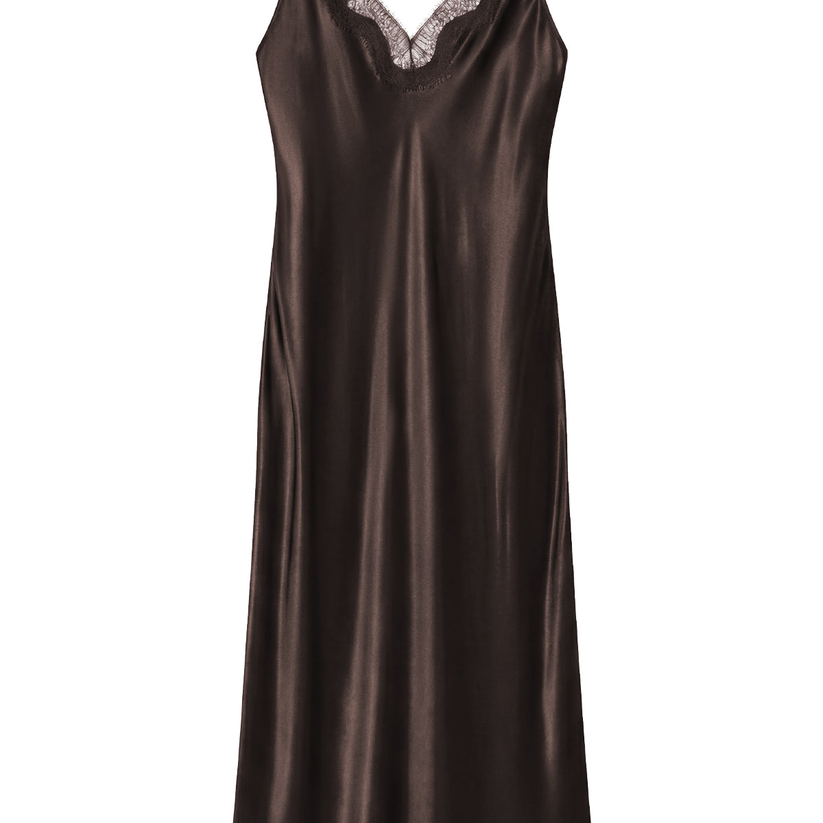 Lace Trim Satin Slip Dress