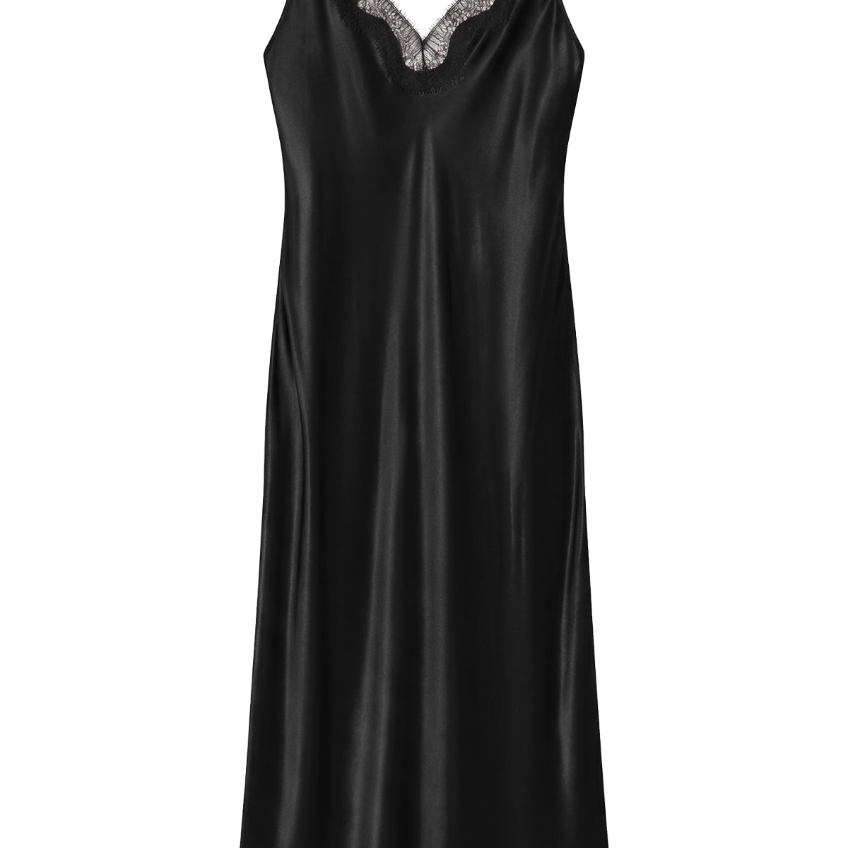 Lace Trim Satin Slip Dress