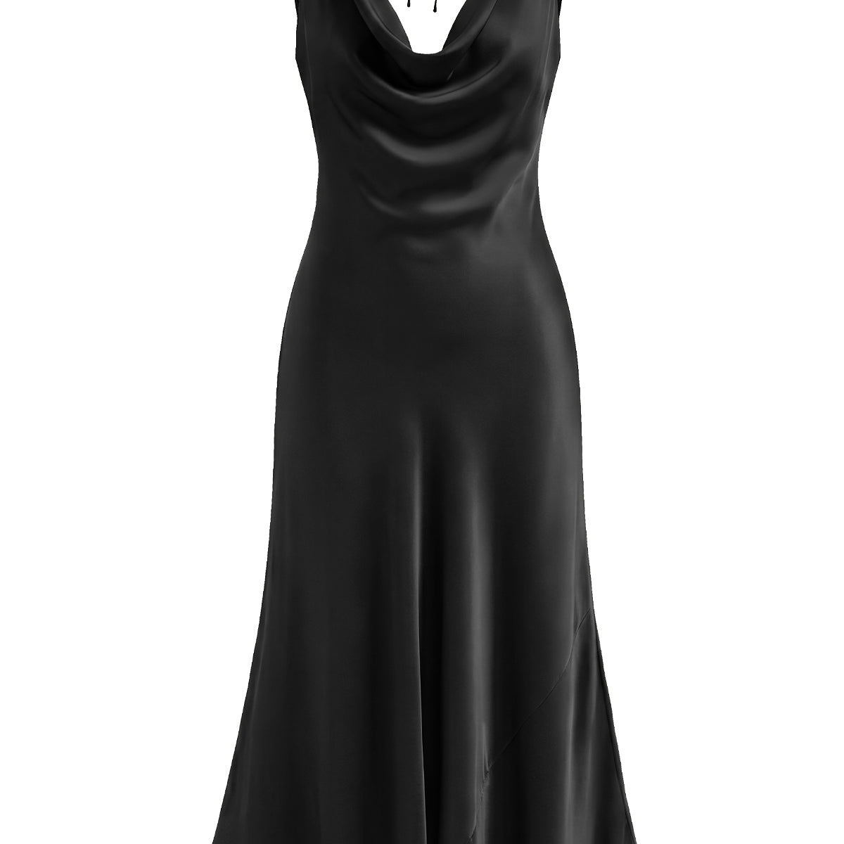Cowl Neck Backless Satin Maxi Dress