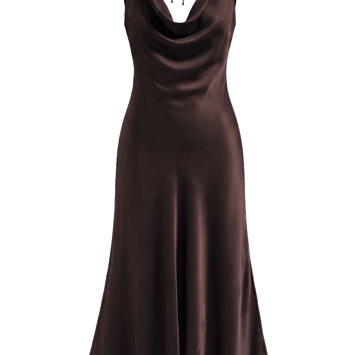 Cowl Neck Backless Satin Maxi Dress