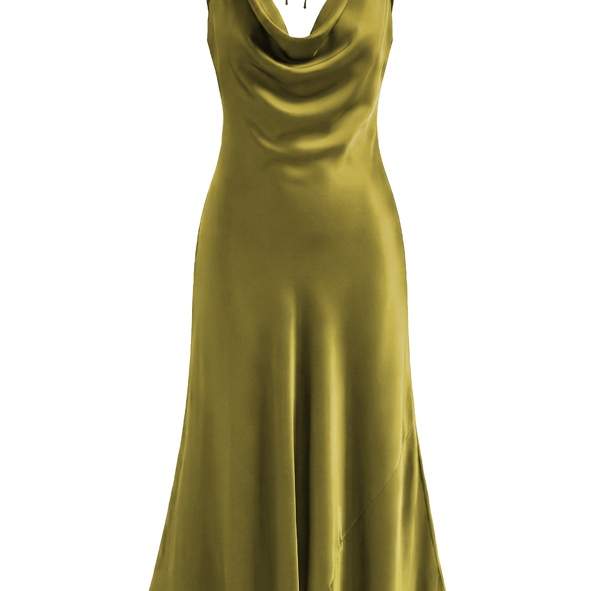 Cowl Neck Backless Satin Maxi Dress