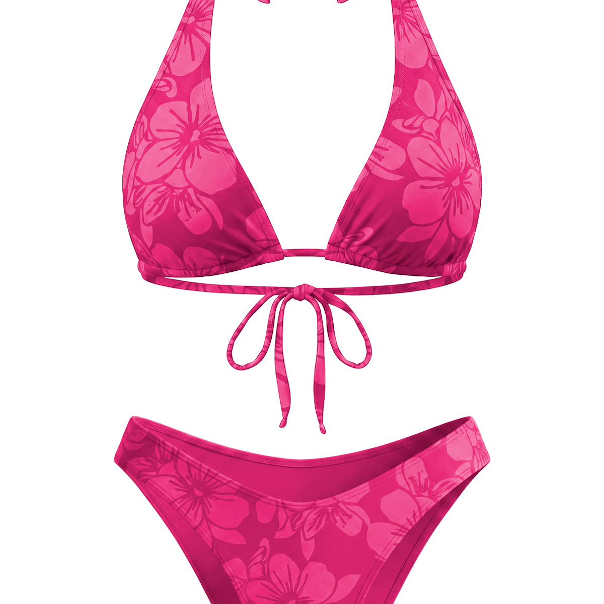 Tonal Floral Triangle Bikini Set
