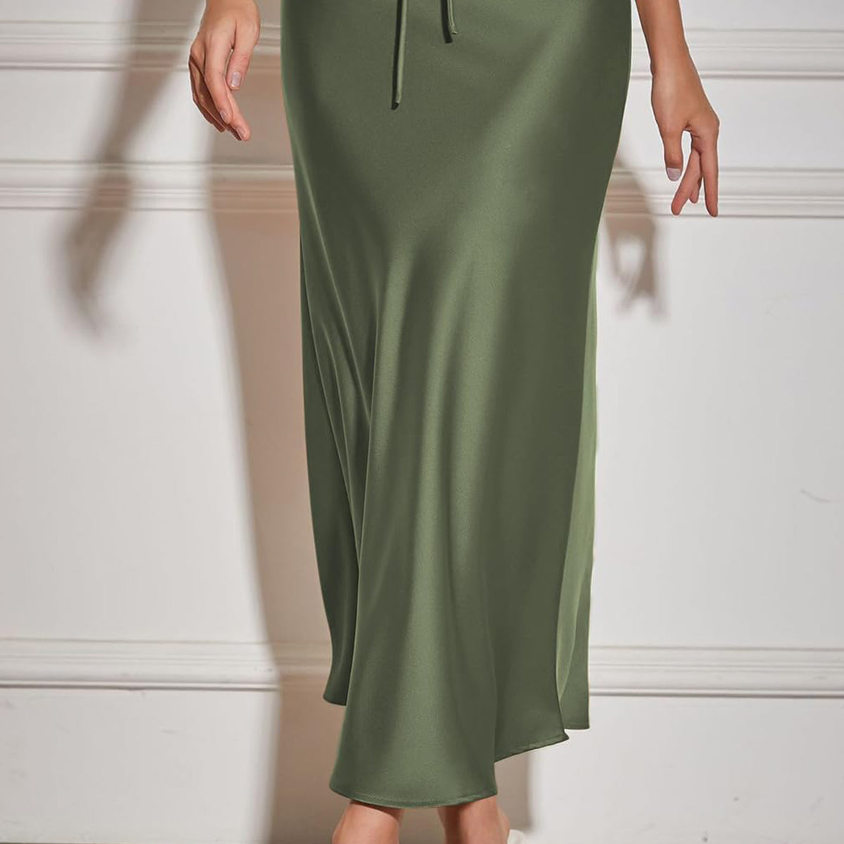 Satin Drawstring Maxi Skirt