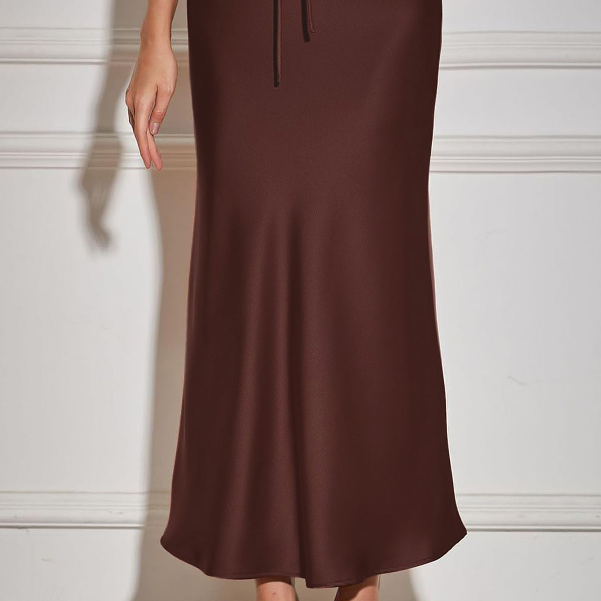 Satin Drawstring Maxi Skirt