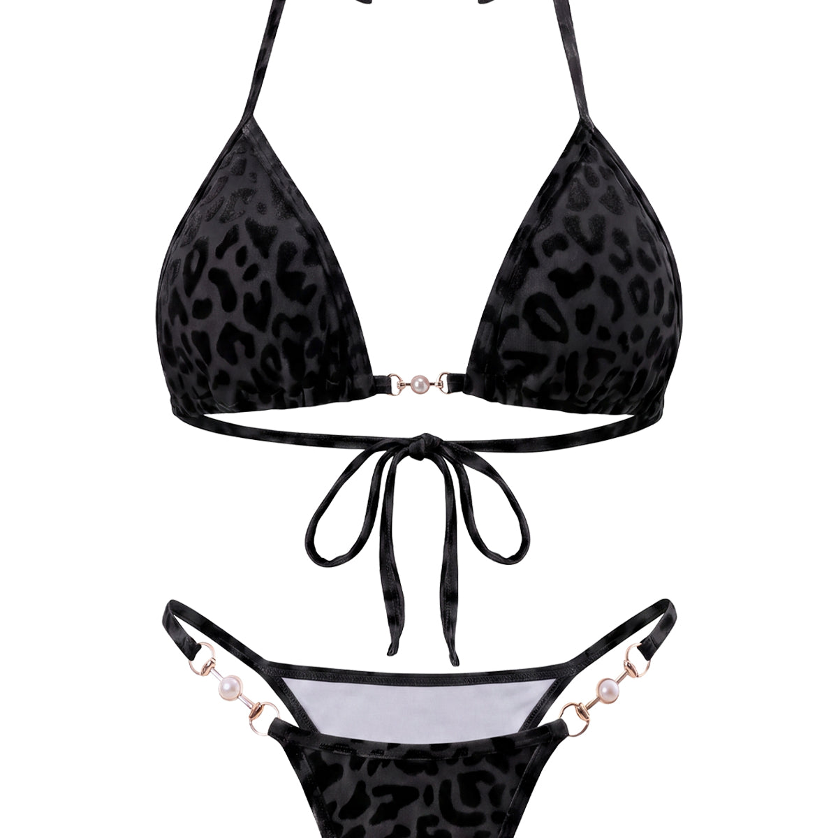 Pearl-Accent Textured Bikini Set