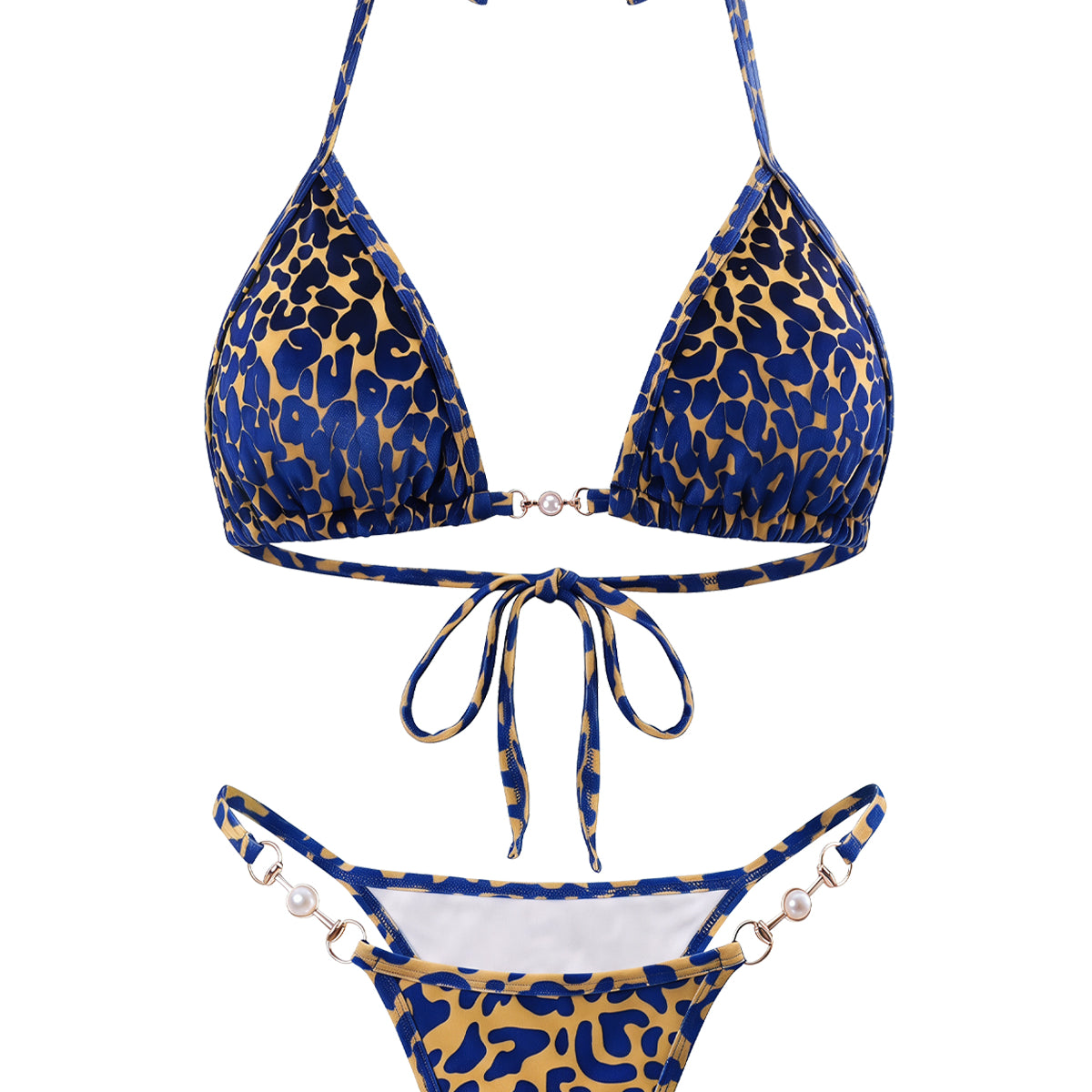 Pearl-Accent Textured Bikini Set