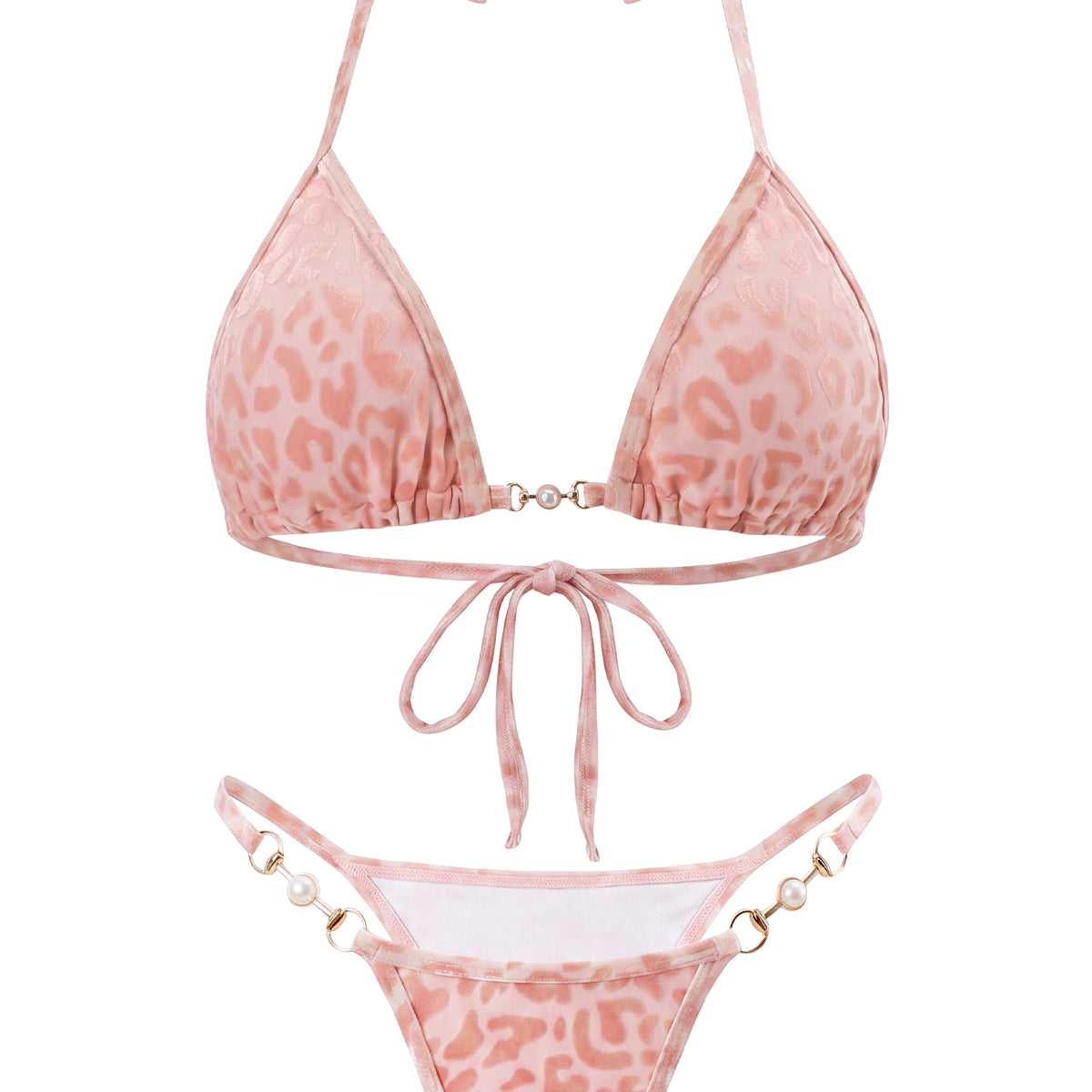 Pearl-Accent Textured Bikini Set