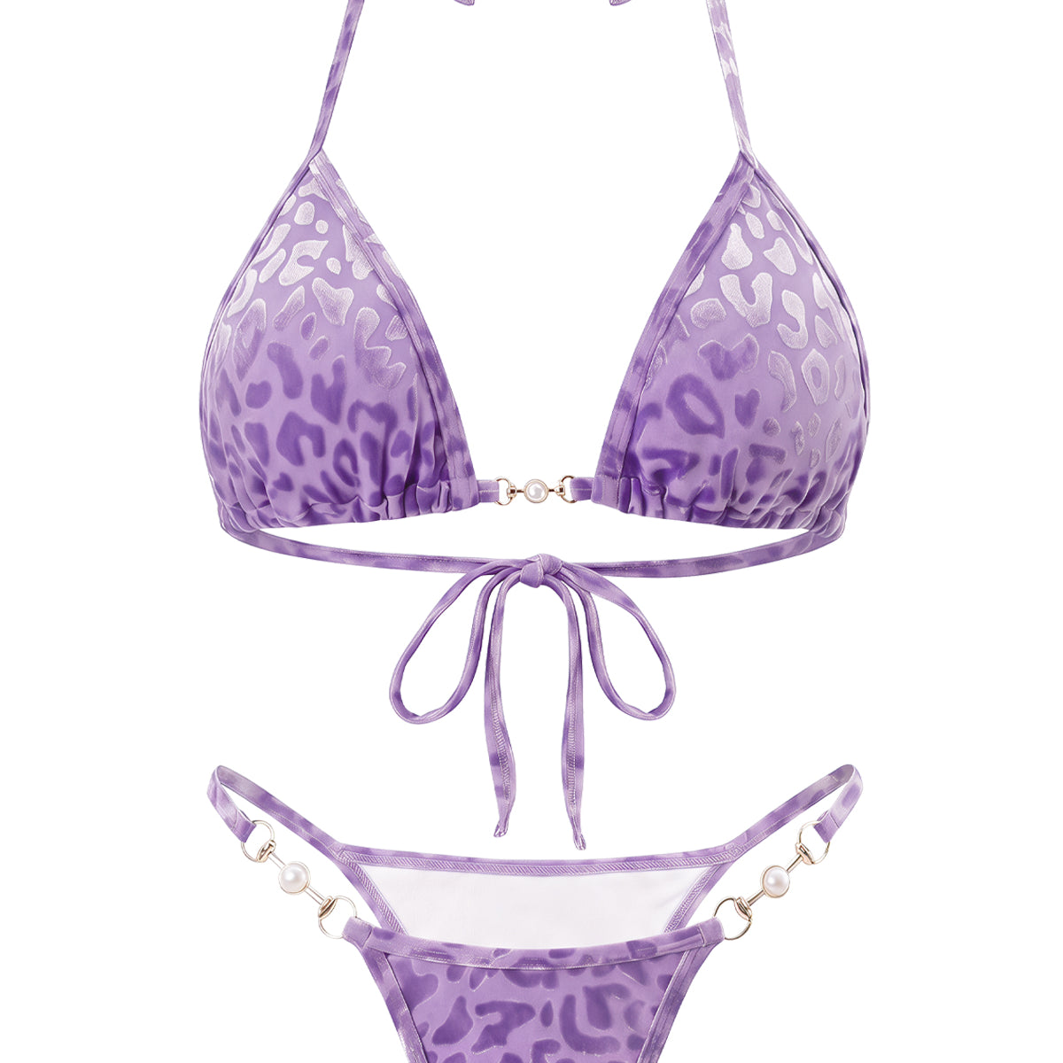 Pearl-Accent Textured Bikini Set