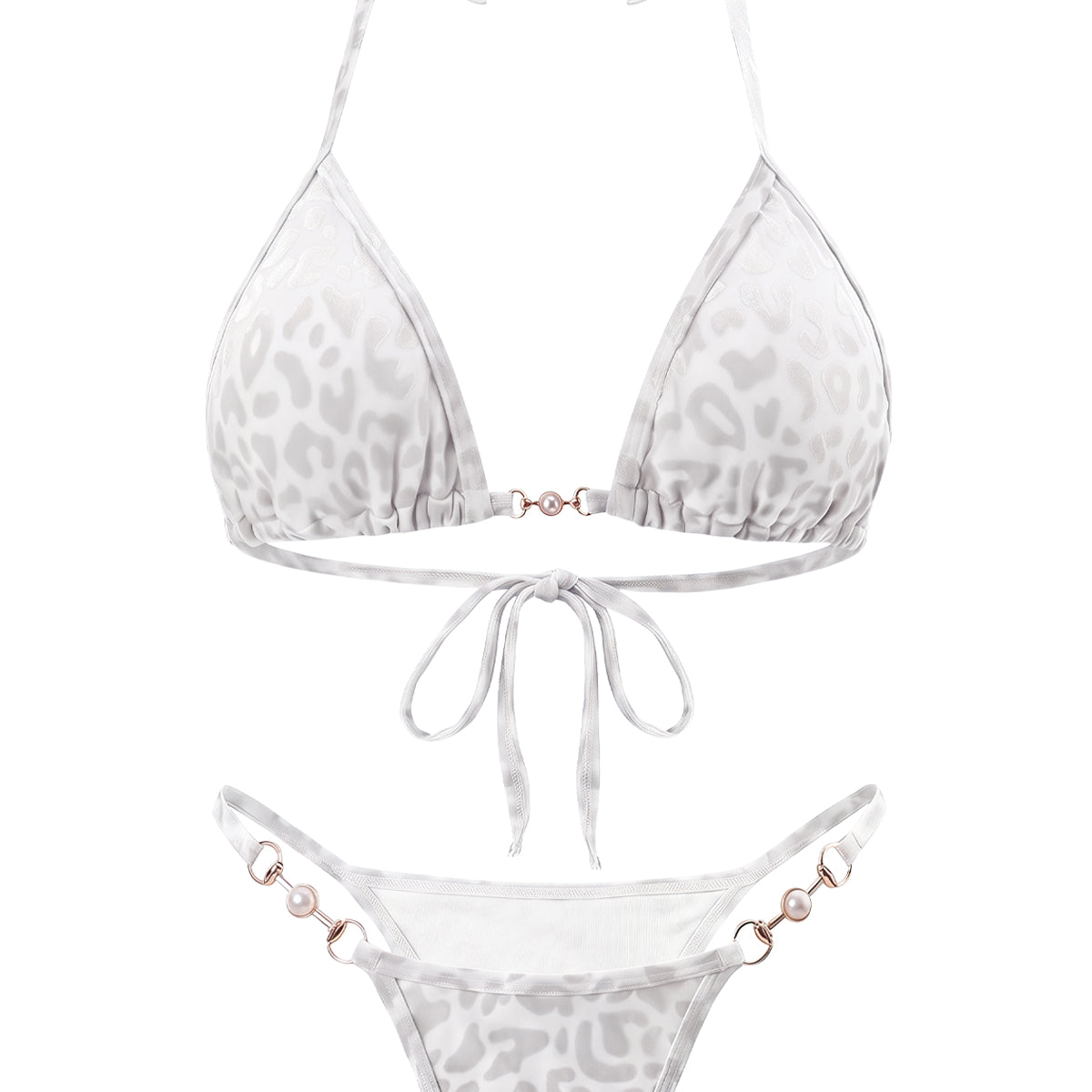 Pearl-Accent Textured Bikini Set