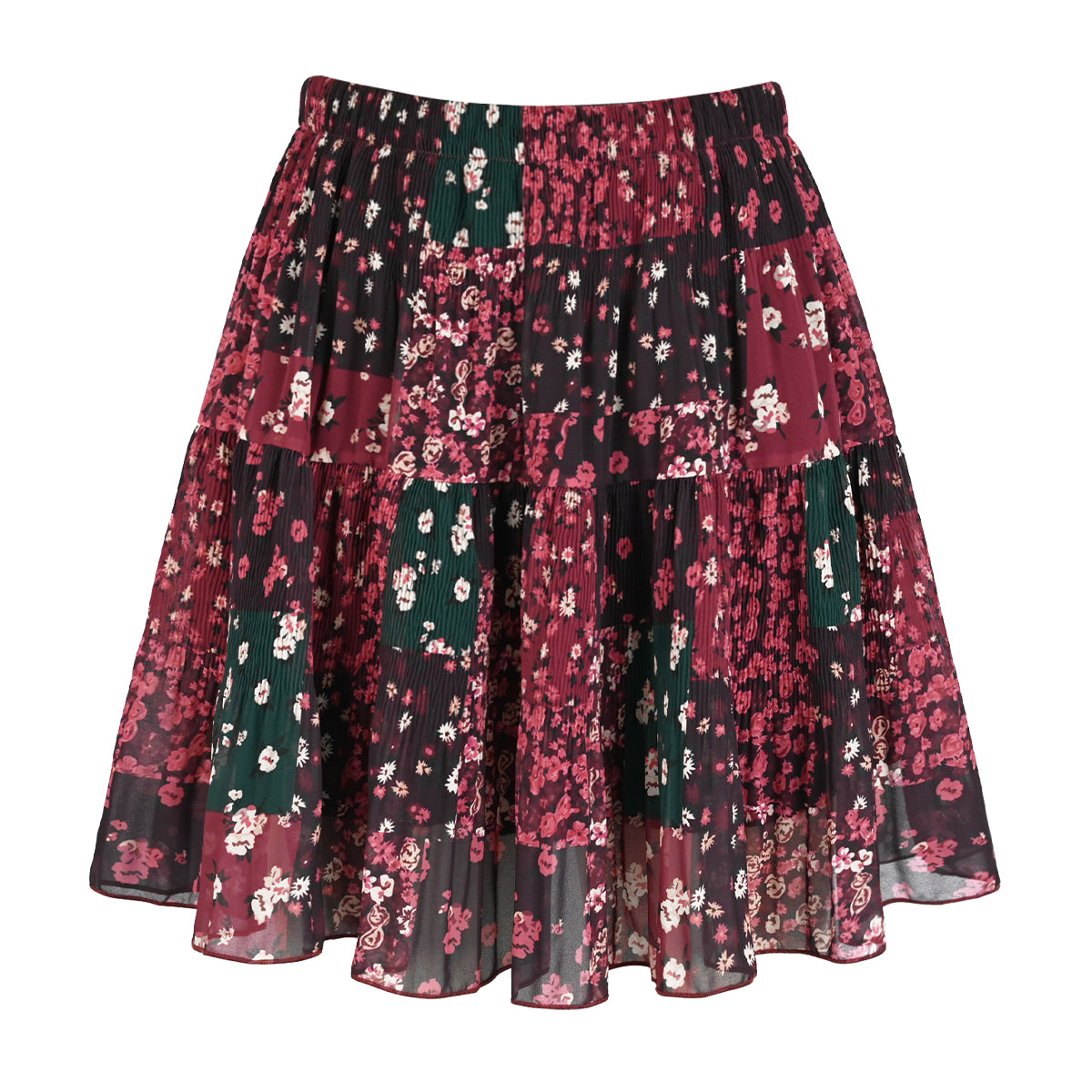 Smocked Tiered Crinkle Chiffon Mini Skirt