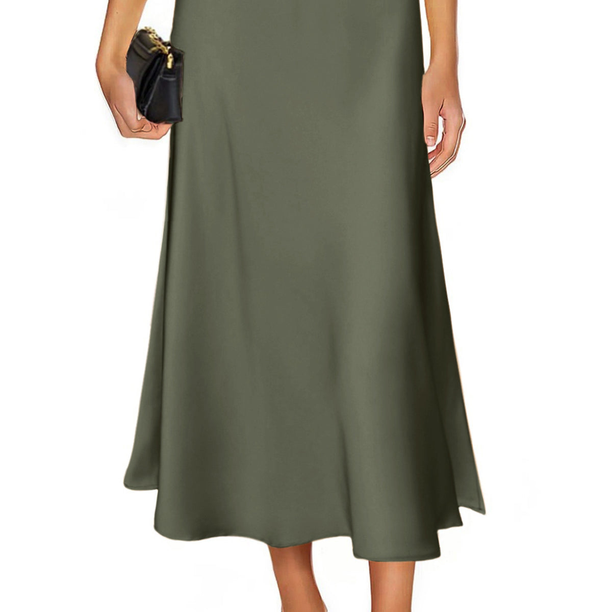Satin A-Line Midi Skirt