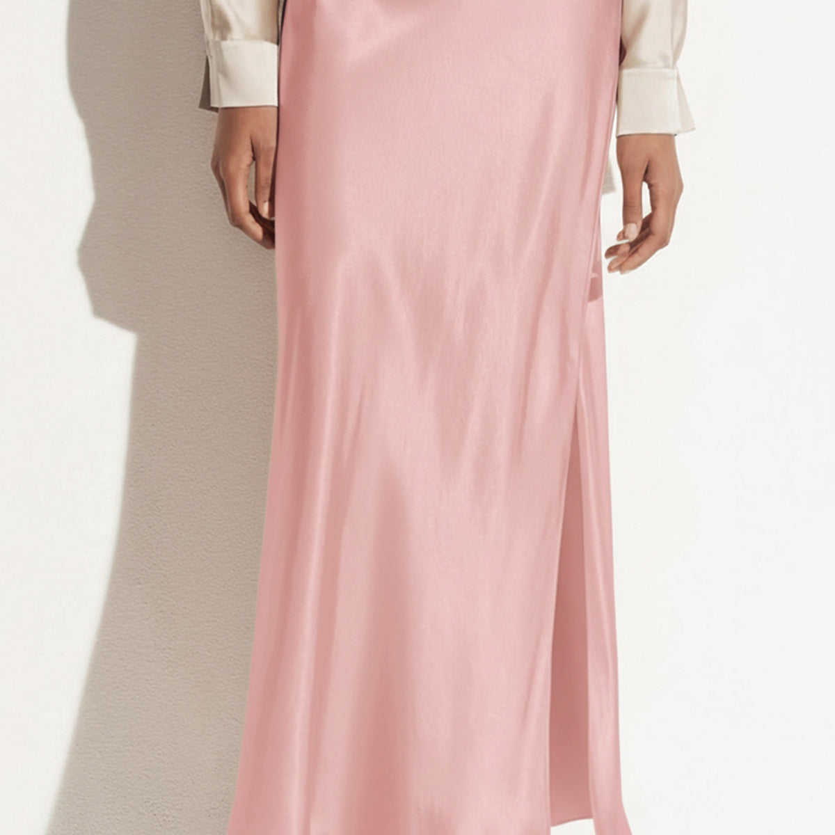 Sleek Satin Side Split Maxi Skirt
