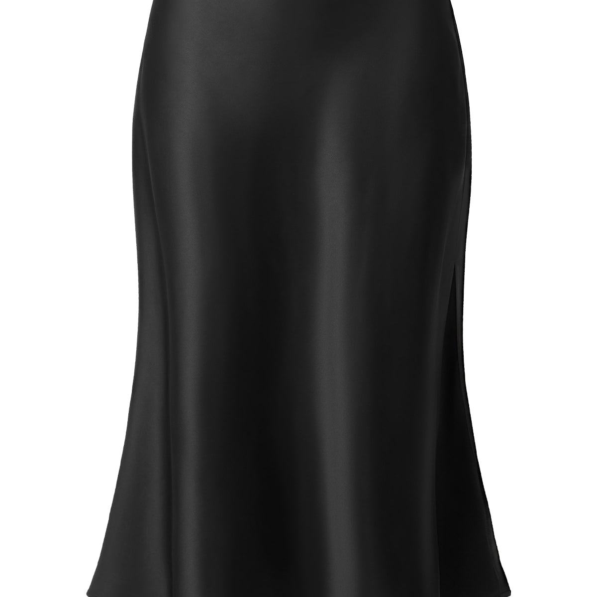 Satin Side Split Midi Skirt
