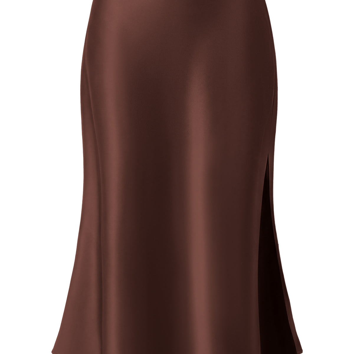 Satin Side Split Midi Skirt