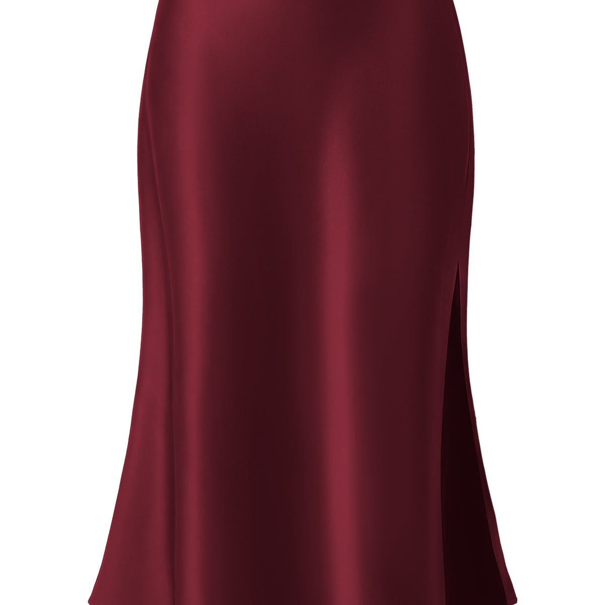 Satin Side Split Midi Skirt