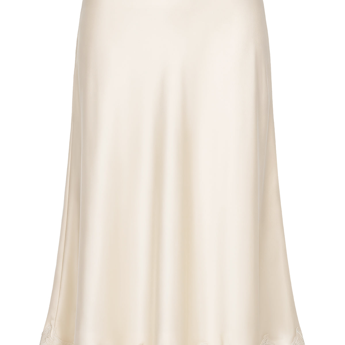 Lace Trim Satin Midi Skirt