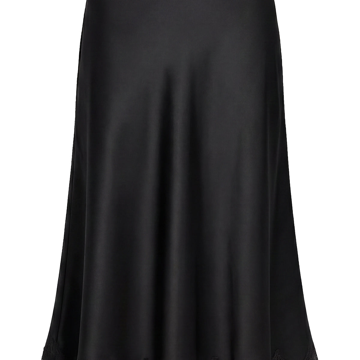 Lace Trim Satin Midi Skirt