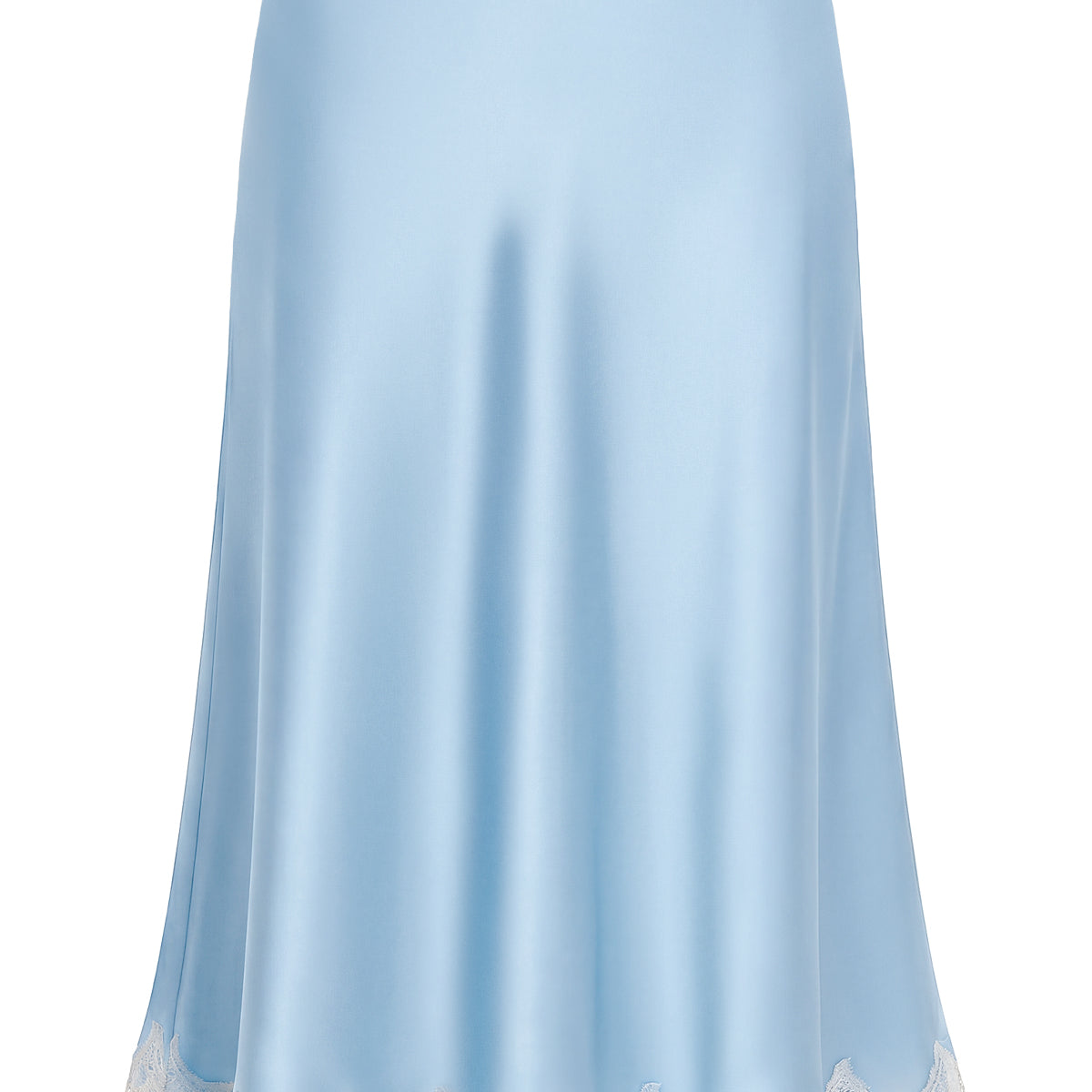 Lace Trim Satin Midi Skirt