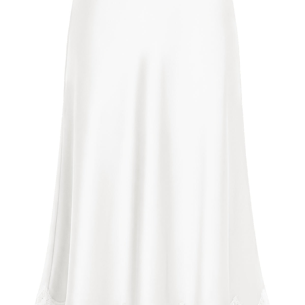 Lace Trim Satin Midi Skirt