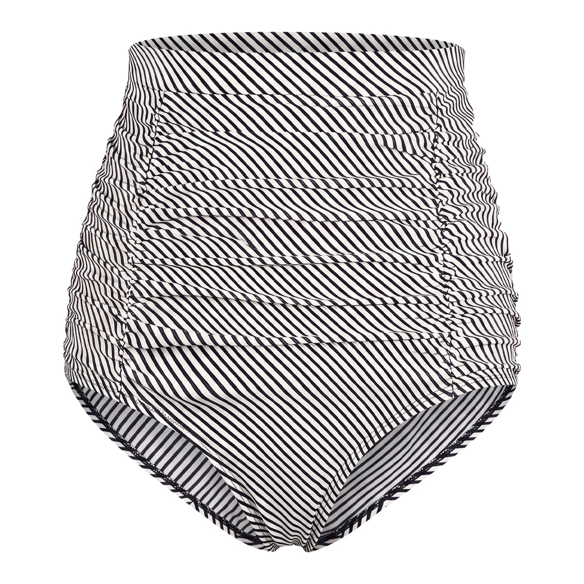 Retro High-Waisted Ruched Tummy Control Swim Bottom