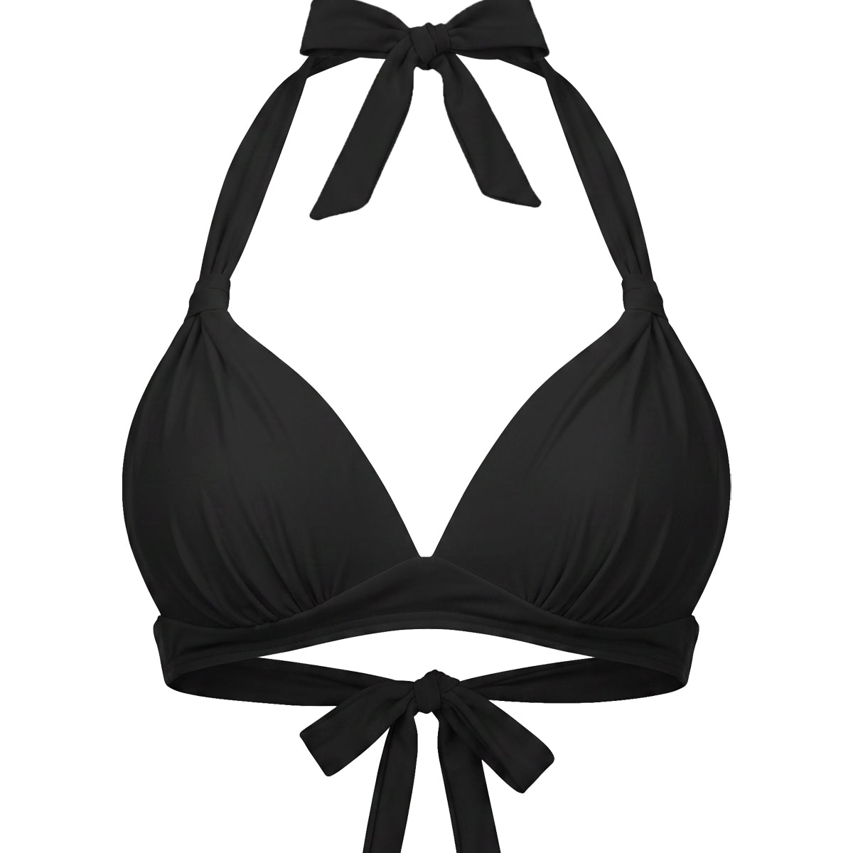 Retro Halter Plunge Self-Tie Triangle Bikini Top