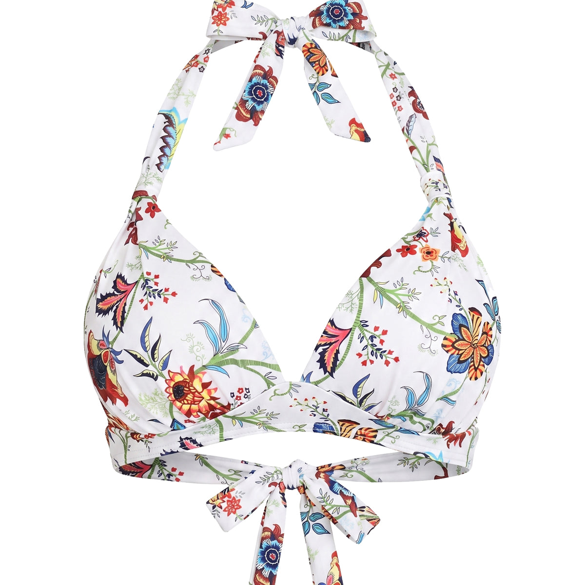 Retro Halter Plunge Self-Tie Triangle Bikini Top
