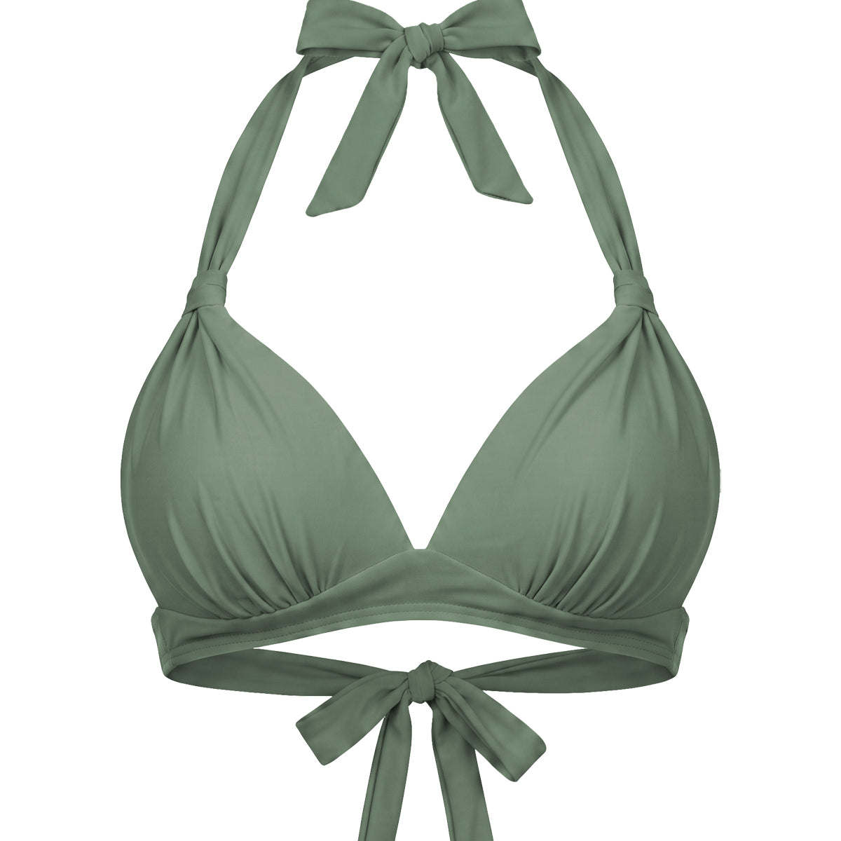 Retro Halter Plunge Self-Tie Triangle Bikini Top