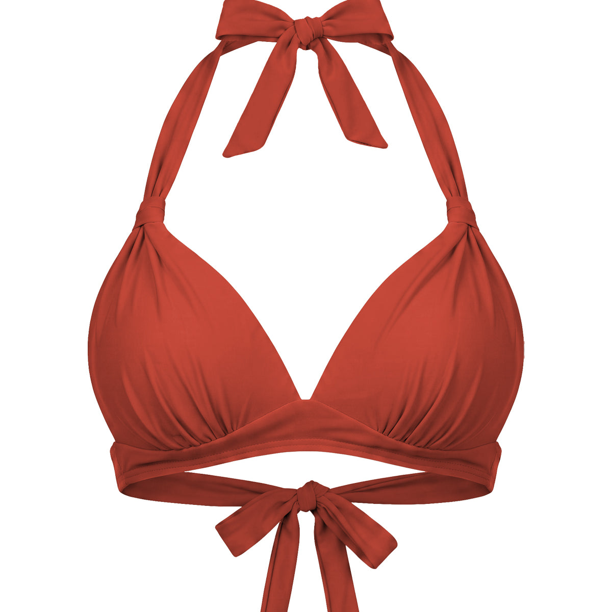 Retro Halter Plunge Self-Tie Triangle Bikini Top