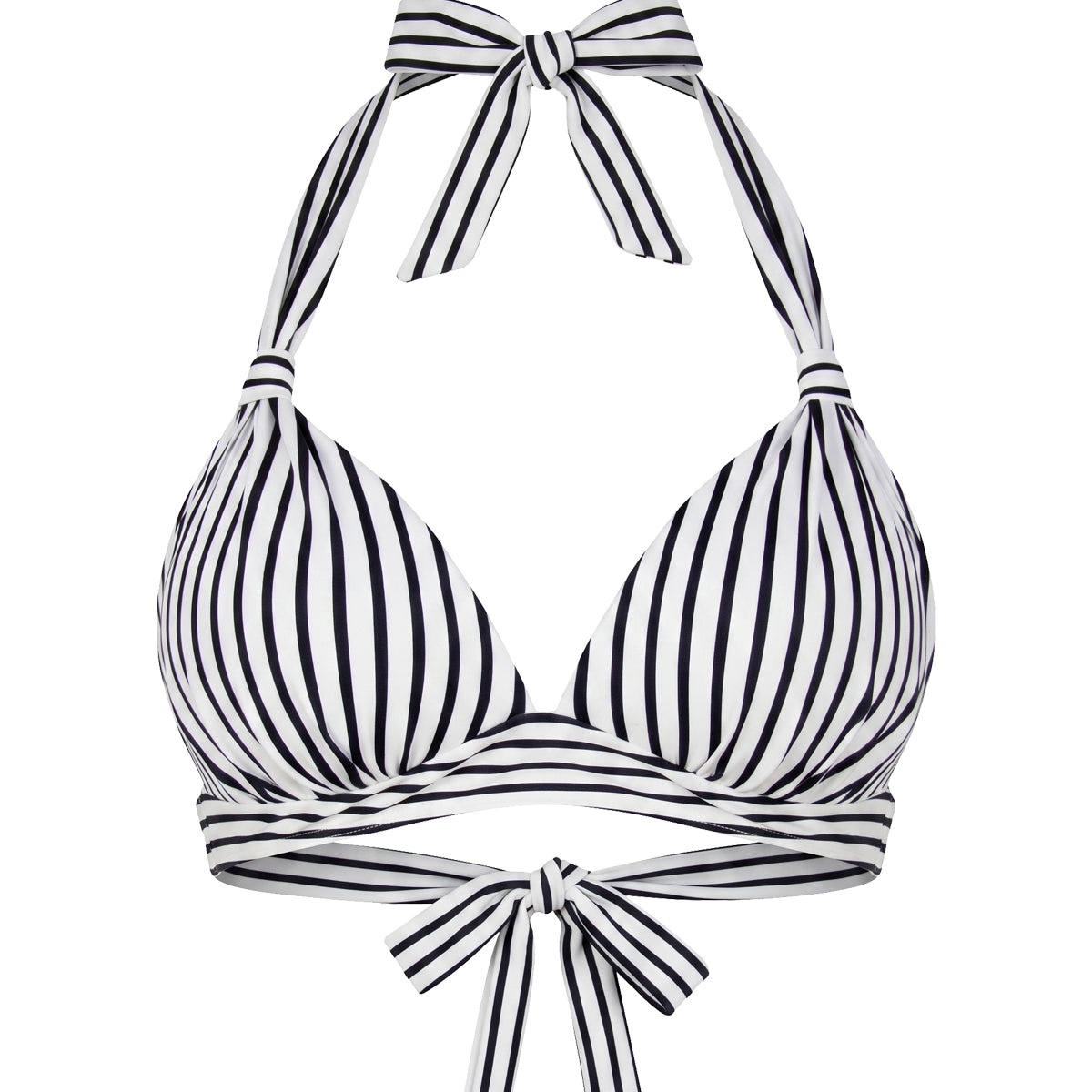 Retro Halter Plunge Self-Tie Triangle Bikini Top