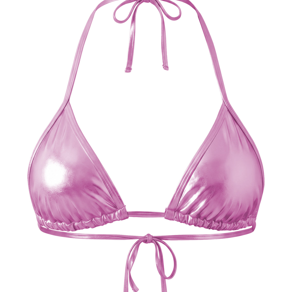 Metallic Sliding Triangle Halter Bikini Top
