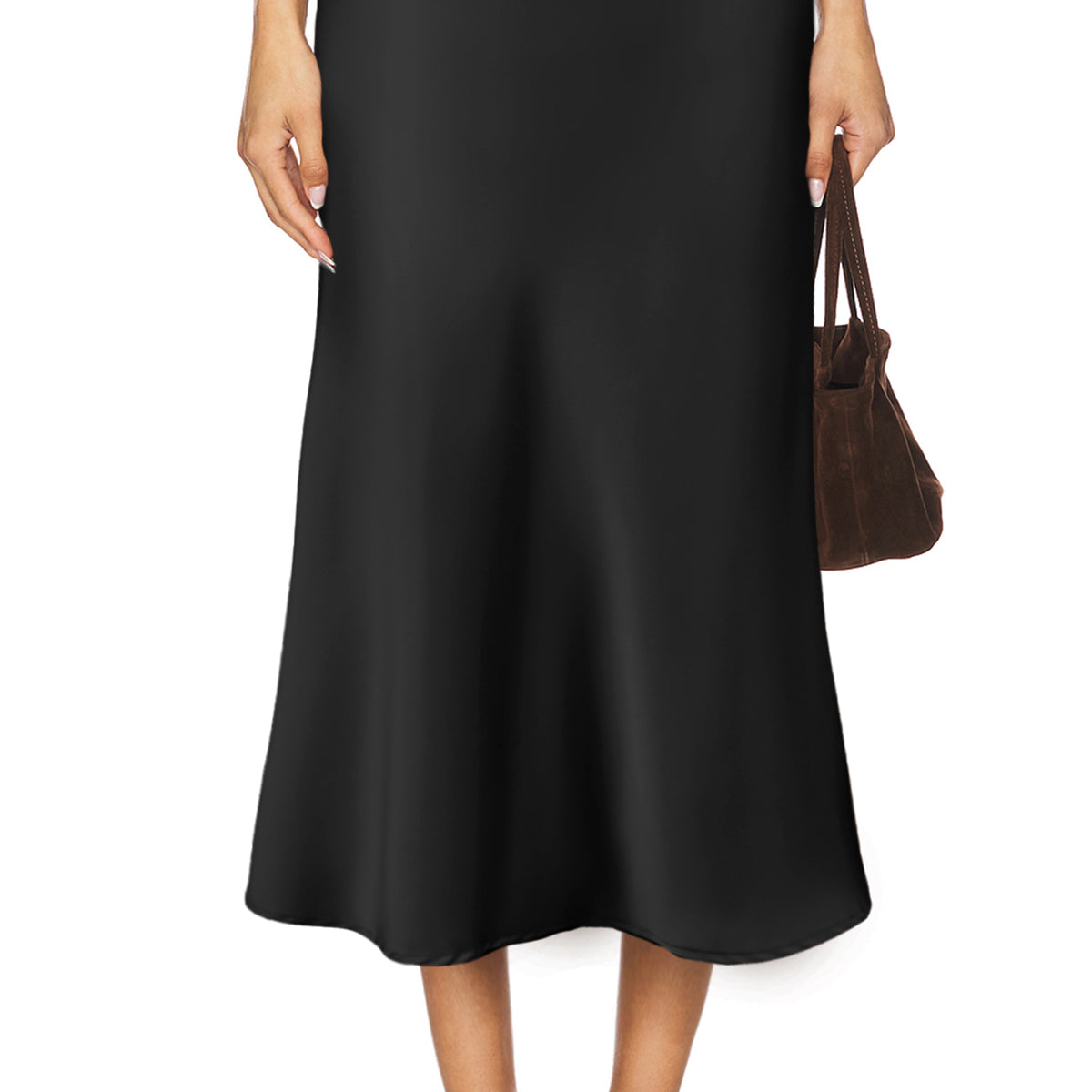 Satin A-Line Midi Skirt