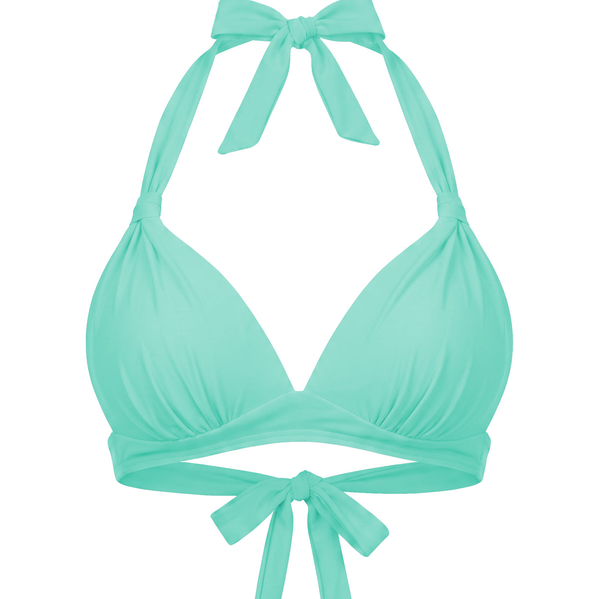 Retro Halter Plunge Self-Tie Triangle Bikini Top