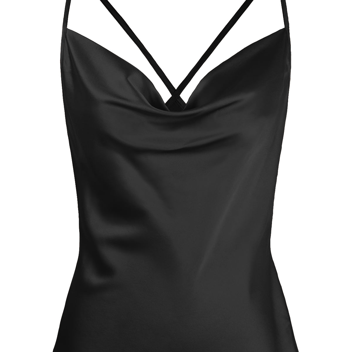 Satin Cowl Neck Cross-Strap Camisole Tank Top
