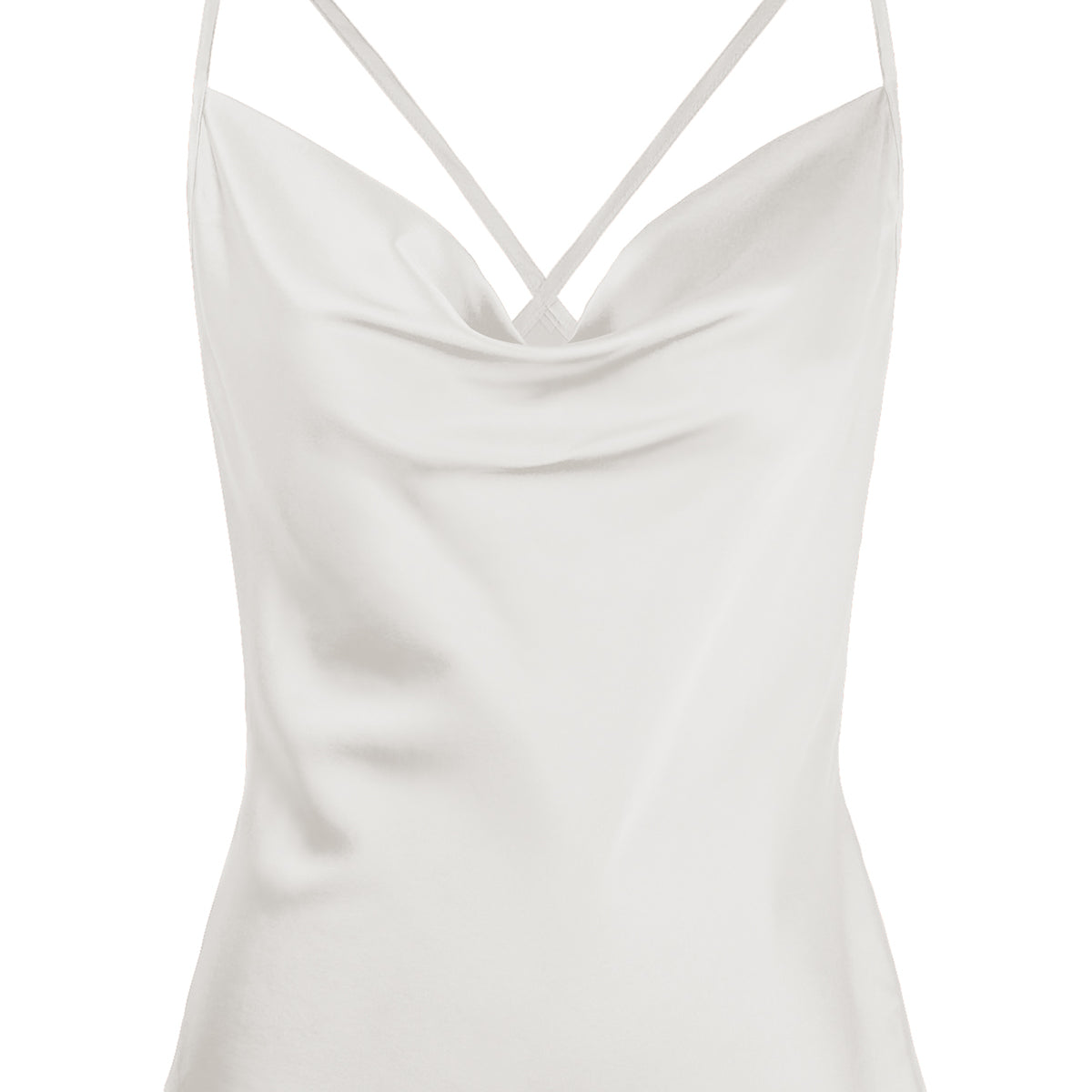 Satin Cowl Neck Cross-Strap Camisole Tank Top