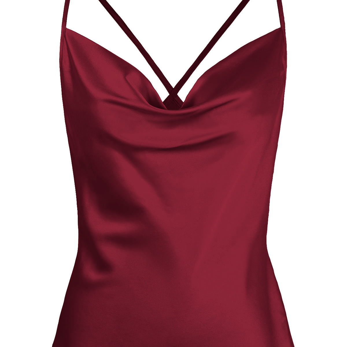 Satin Cowl Neck Cross-Strap Camisole Tank Top
