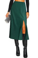 Satin Side Split Midi Skirt