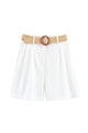 High Waist Belted Linen Shorts