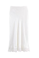 Lace Trim Satin Midi Skirt
