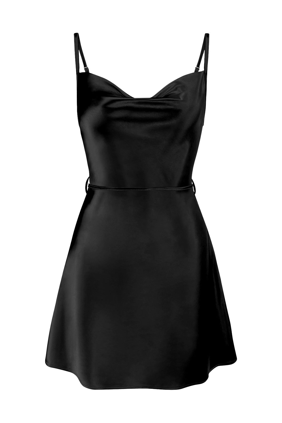 Satin Tie-Waist Mini Dress