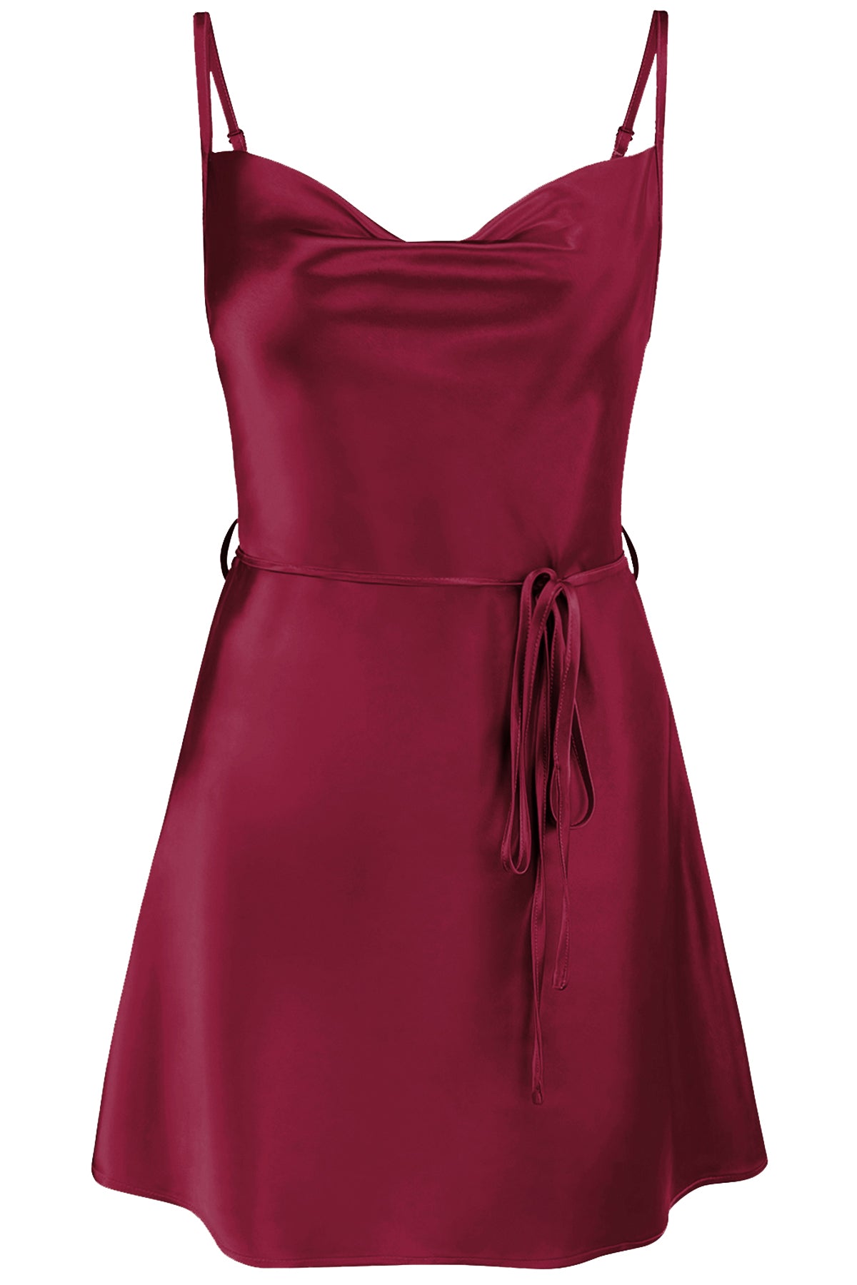 Satin Tie-Waist Mini Dress