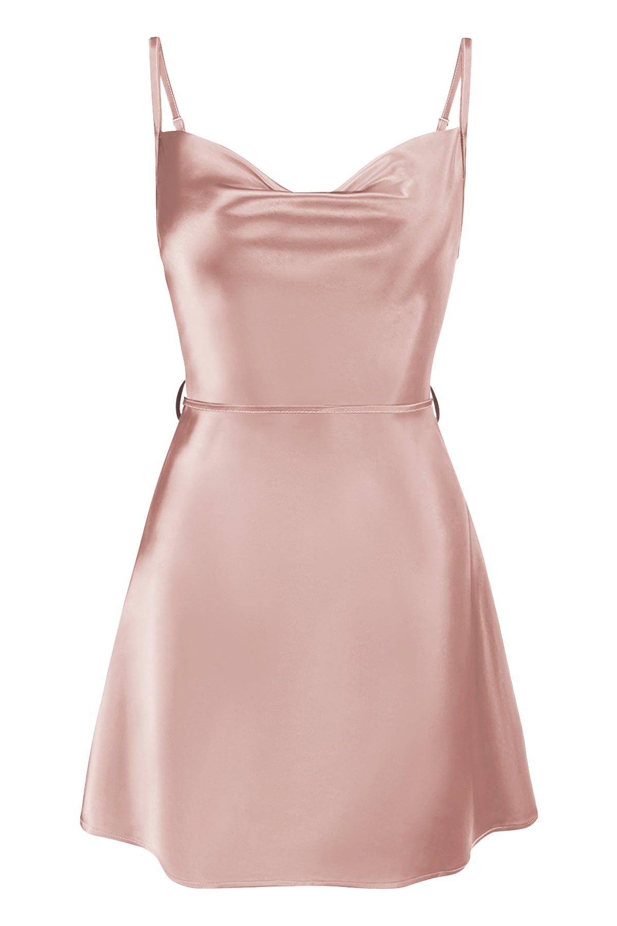 Satin Tie-Waist Mini Dress