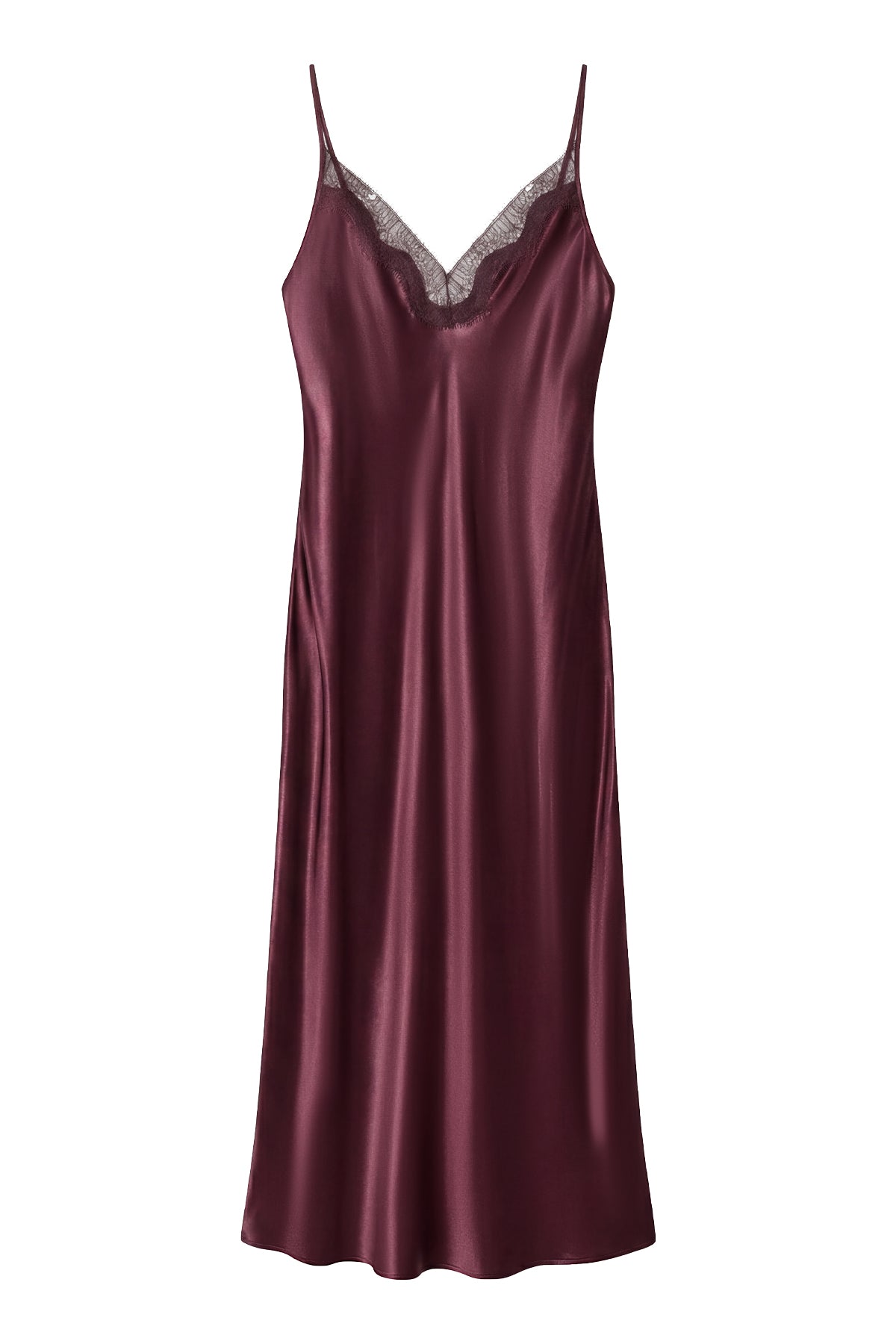 Lace Trim Satin Slip Dress
