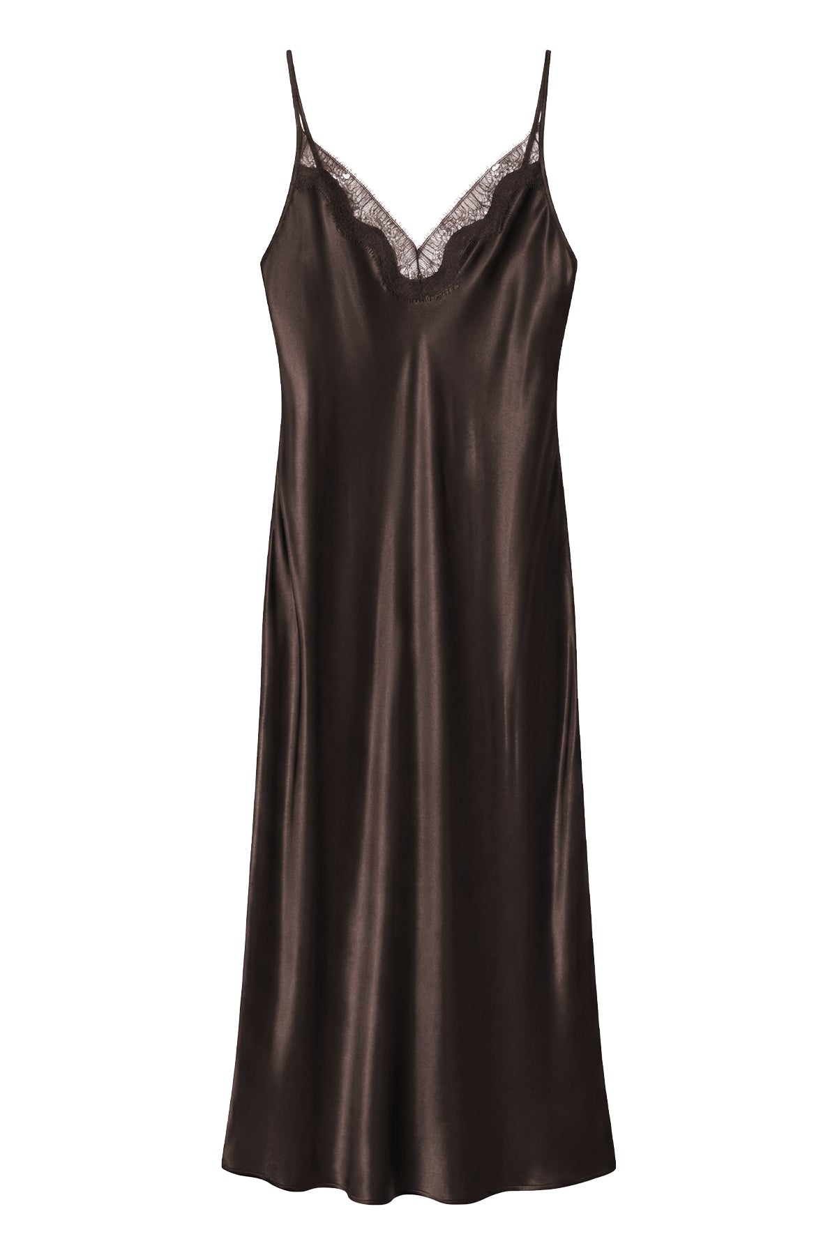 Lace Trim Satin Slip Dress