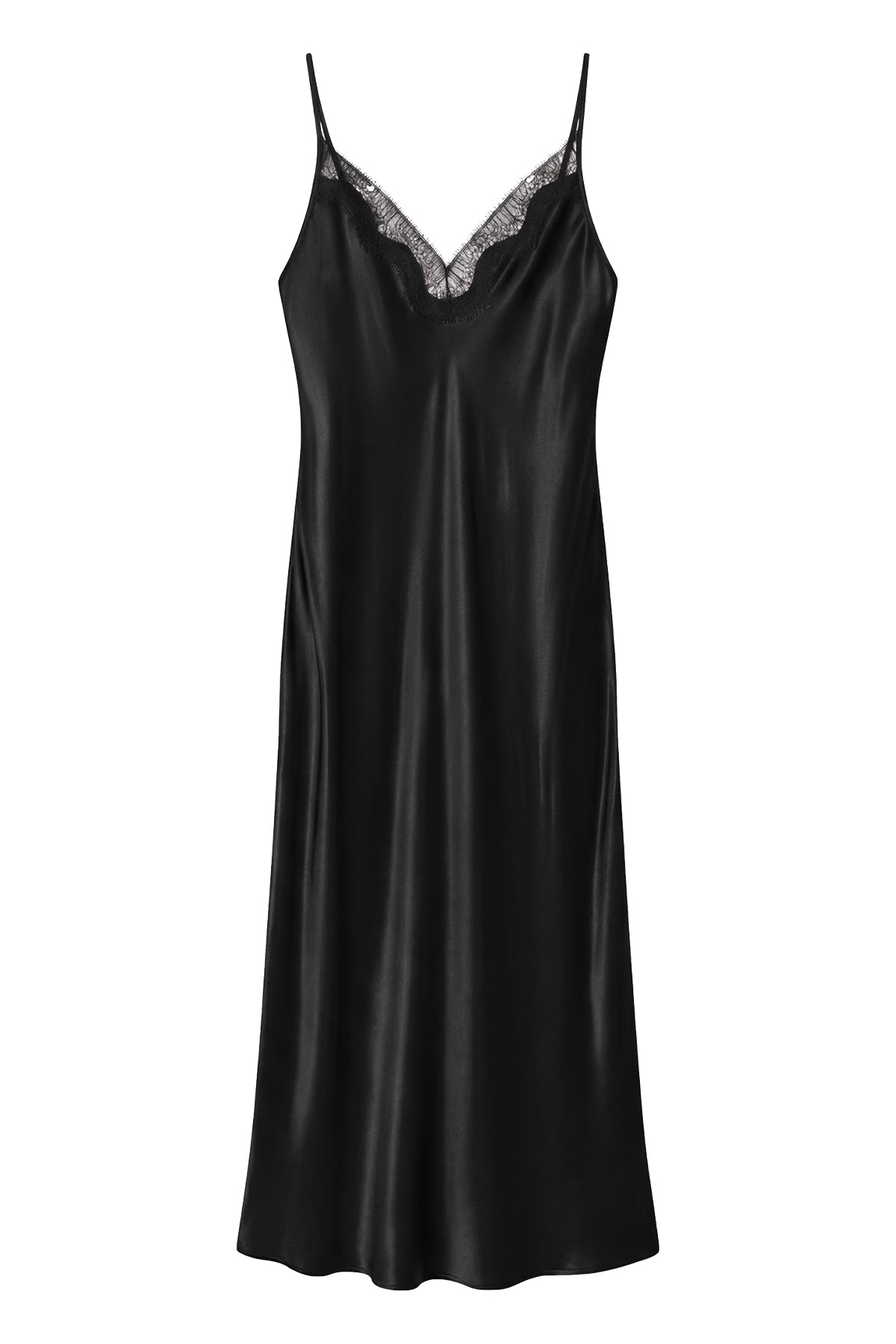 Lace Trim Satin Slip Dress
