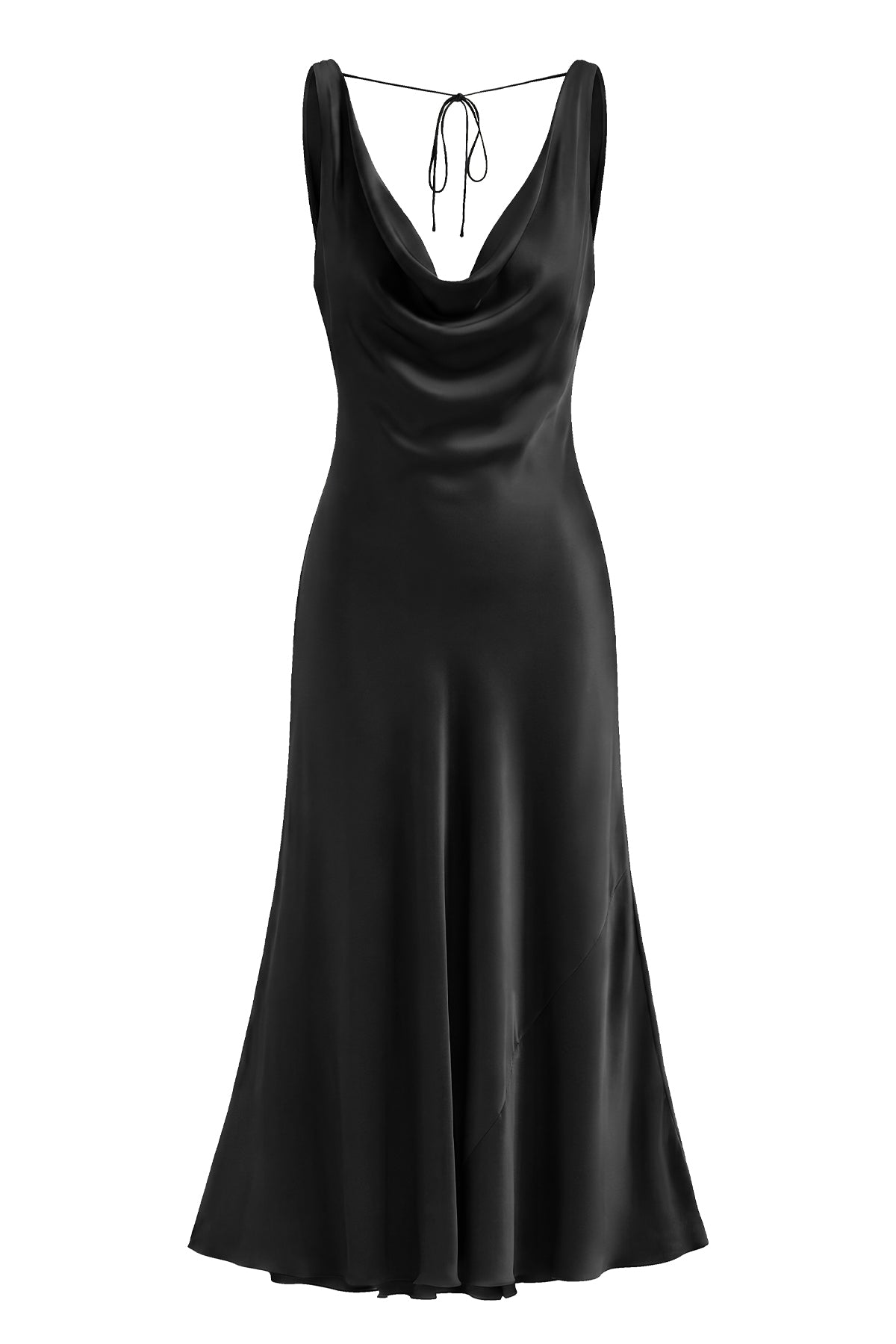 Cowl Neck Backless Satin Maxi Dress