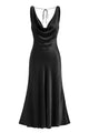 Cowl Neck Backless Satin Maxi Dress